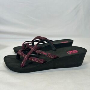 Teva Mush Mandalyn Wedge OLA 2 Platform Black Womens 10 Strappy Sandal 1000099